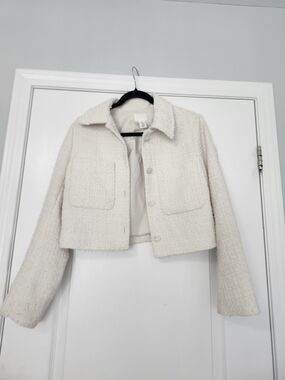 H&M Cream Tweed Cropped Jacket